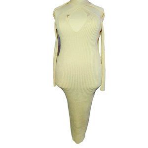 Fashion Nova Plus Size Stretchy Sweater Cutout Midi Dress